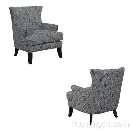 Fauteuil d&#39;accent armé en tissu bleu de la tête des ongles